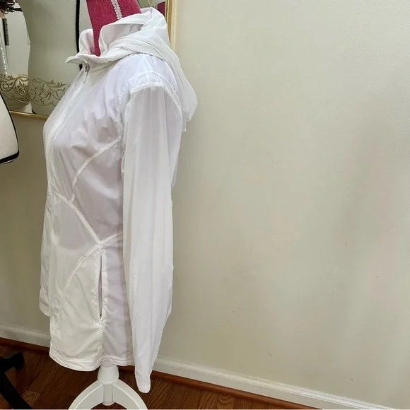 Lululemon 12 maybe Kicking Asphalt Jacket White Full Zip Thumbholes Hood - Picture 5 of 9